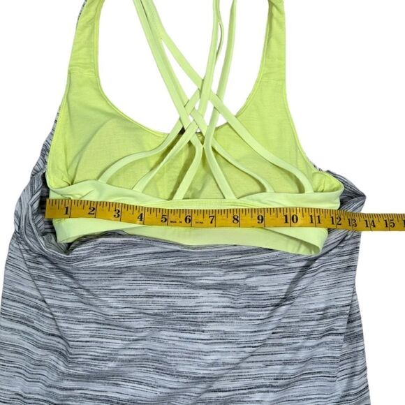 Lululemon Slay The Studio Heather Greyโ& Yellow Sports Bra TankโTop - Picture 9 of 9